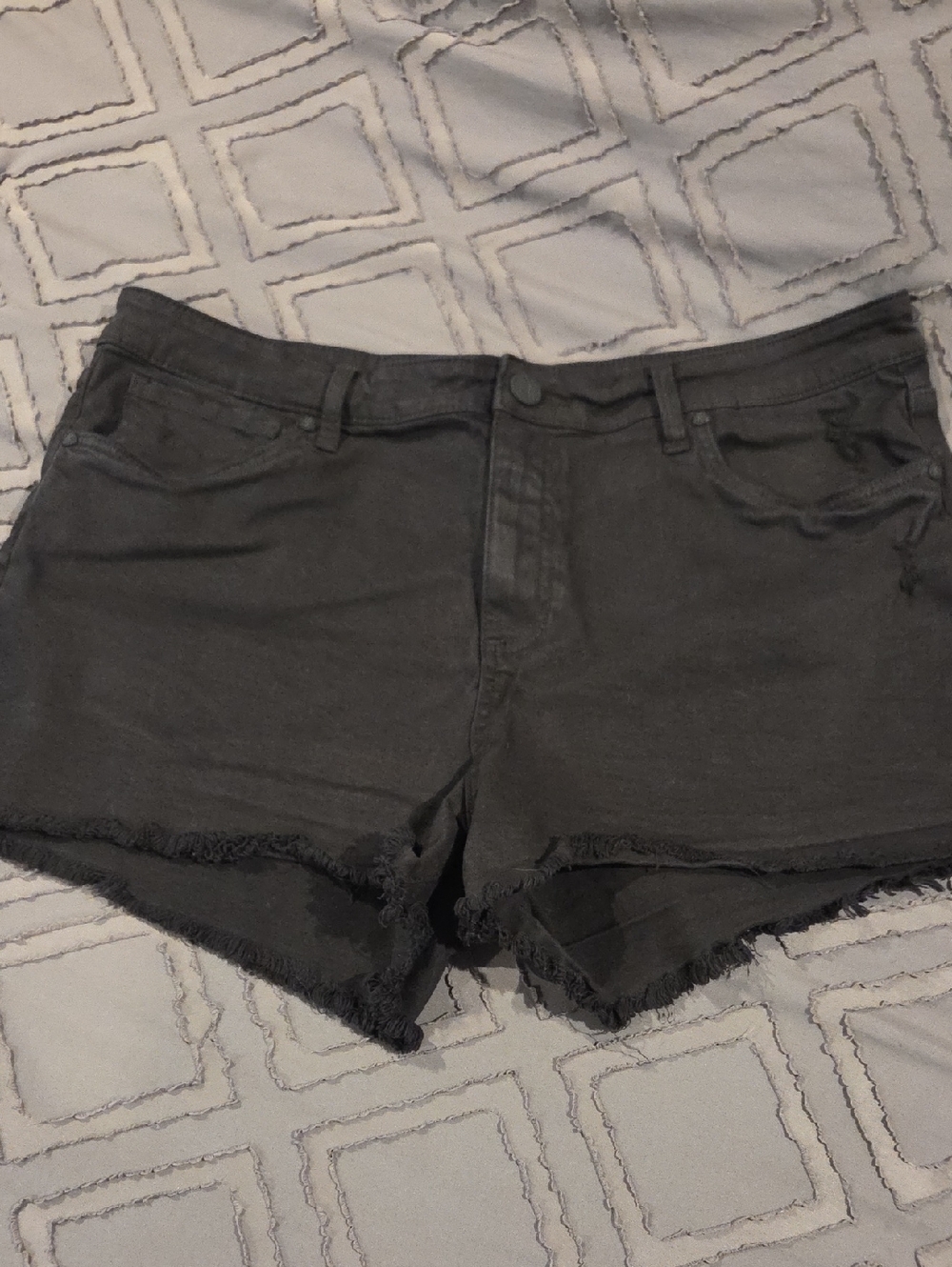 Kut from the Kloth Black Frayed Hem Denim Shorts
